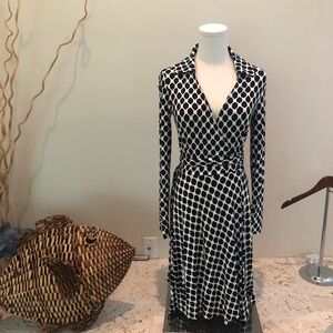 Elegant Black and White Polka Dot Dress
